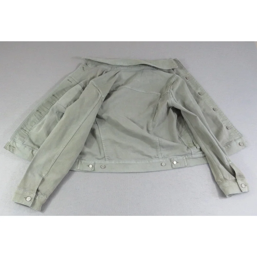 Banana Republic Womens M Cotton Canvas Cropped Trucker Jacket Sage Green Coat LN